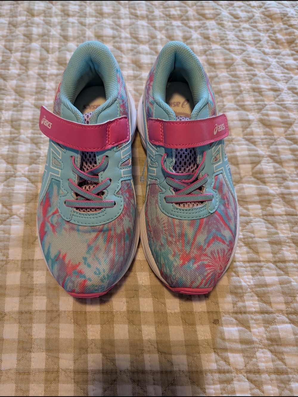 ASICS Kids' Light Blue & Pink Athletic Shoes - Velcro Closure